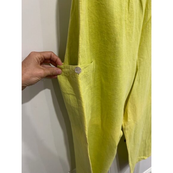 Hot Cotton Cropped Cargo Pants Green Lime Sz Medium Pull On Elastic Waist NWT - Picture 5 of 11